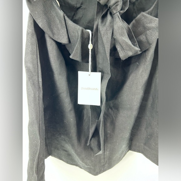 Zimmermann Postcard Tie Back Mini Dress in Linen Black Size AU 2 US 8 NWT - Picture 6 of 13